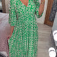 🔥Heißer Verkauf🔥Langes Kleid mit lässigem Print und V-Ausschnitt