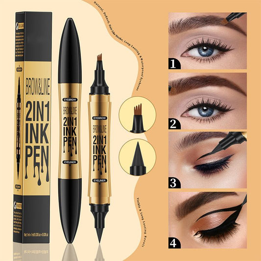 2-in-1 wasserfester Magic 4-Fork Augenbrauenstift & Eyeliner